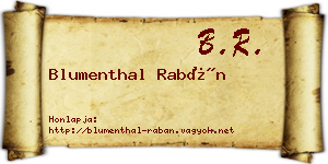 Blumenthal Rabán névjegykártya